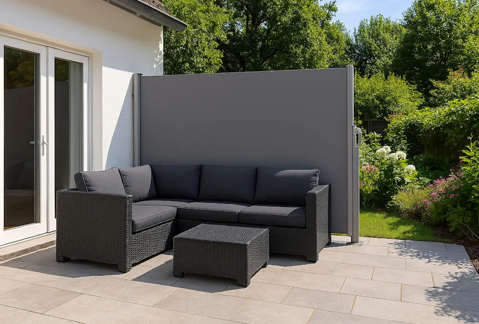 Brise-vent rétractable Hortensus - 3m de large x 1,4/1,8m de haut