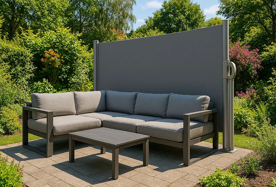 Brise-vent rétractable Hortensus - 3m de large x 1,4/1,8m de haut