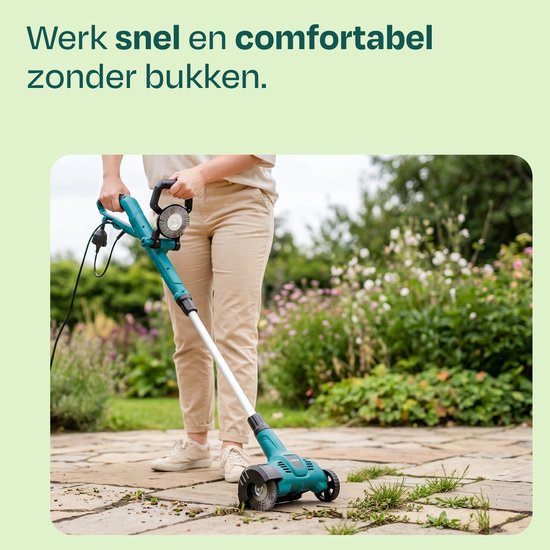 Brosse électrique anti-mauvaises herbes VONROC 500 W - nettoyeur de joints - élimination - manche télescopique - avec brosse en acier et en nylon