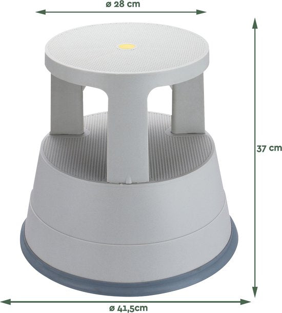 BRASQ Tabouret de marche Comfort Grey ST200 - Mobile - Capacité 150 kg - Tabouret de marche - Tabouret de marche adultes - Pied d'éléphant