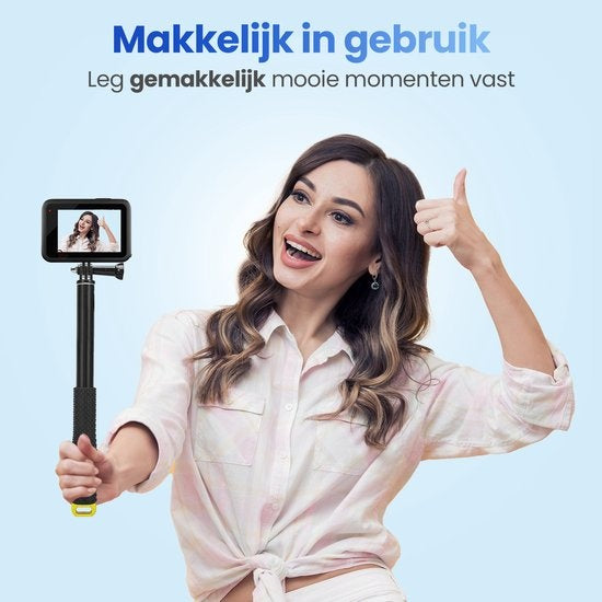 Garpex® Universal Selfie Stick XL - extensible jusqu'à 95 cm - convient à diverses caméras d'action - universel - étanche - vert