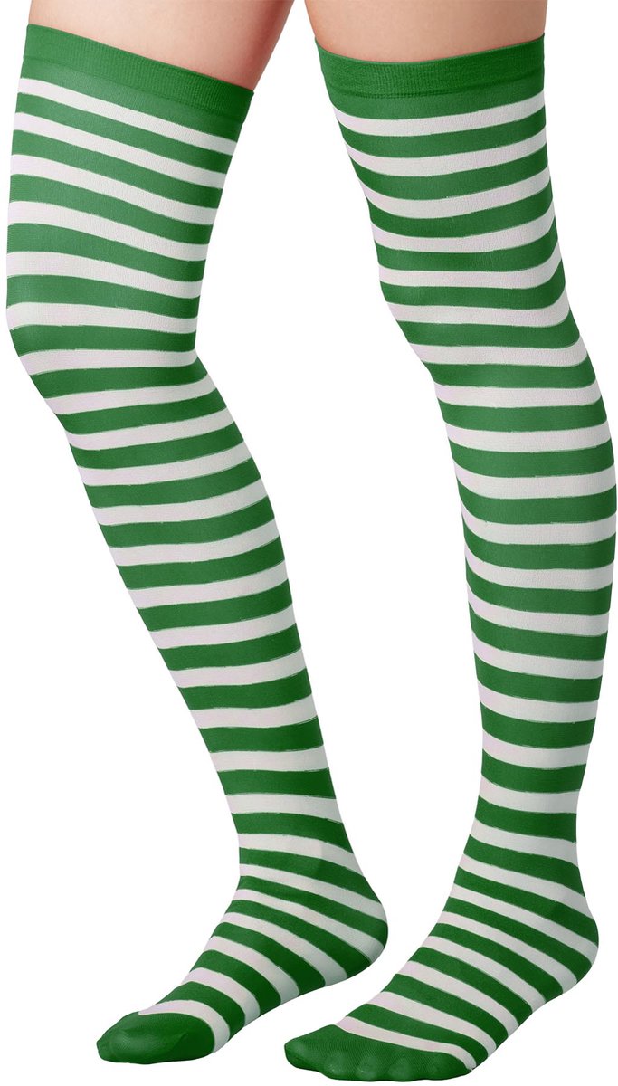 Dressforfun - Bas rayés - Accessoire de costume pour le carnaval et la fête - Taille M - vert/blanc