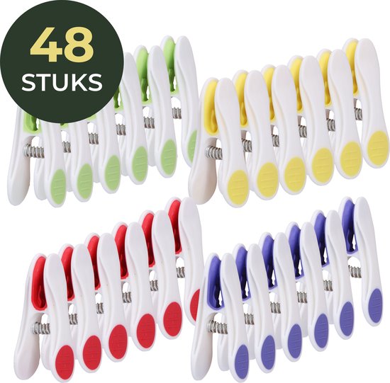 Gandria Pinces à linge 48 pièces - Pinces à linge en plastique - Lot de 48 pinces à linge en plastique - Pinces à linge pour portemanteau 10 Kg - 4 Couleurs