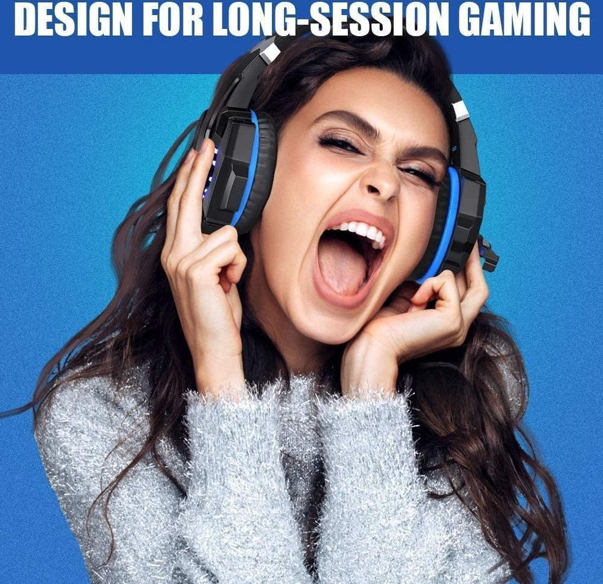 KOTION Casque de jeu EACH G9000 - PS4, ordinateurs portables - Noir/Bleu
