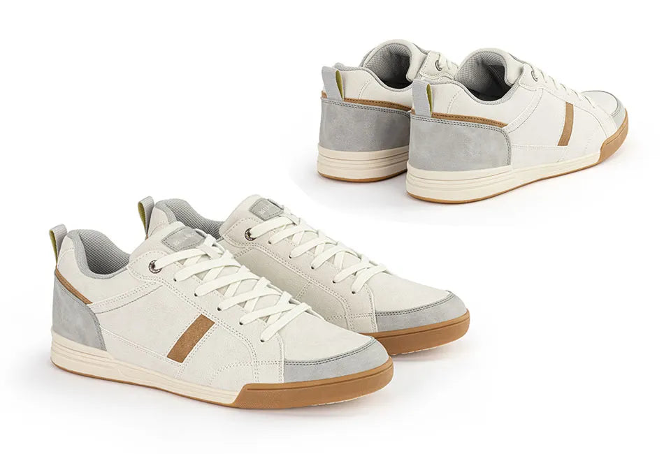 Milanoro Off White Low PU Leather Sneakers - Men - Size 42 - Stylish & Comfortable - Vegan PU Leather