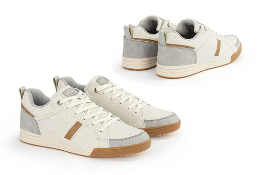 Milanoro Off White Low PU Leather Sneakers - Men - Size 42 - Stylish & Comfortable - Vegan PU Leather