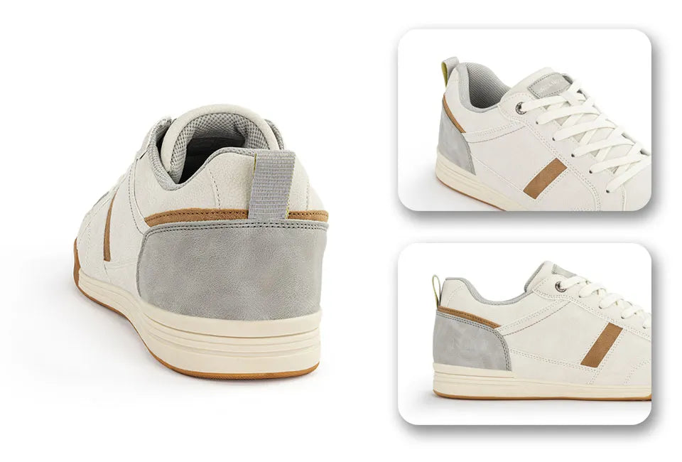 Milanoro Off White Low PU Leather Sneakers - Men - Size 42 - Stylish & Comfortable - Vegan PU Leather