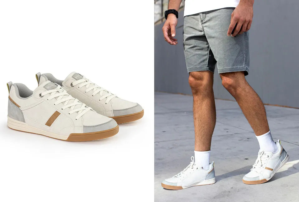 Milanoro Off White Low PU Leather Sneakers - Men - Size 42 - Stylish & Comfortable - Vegan PU Leather