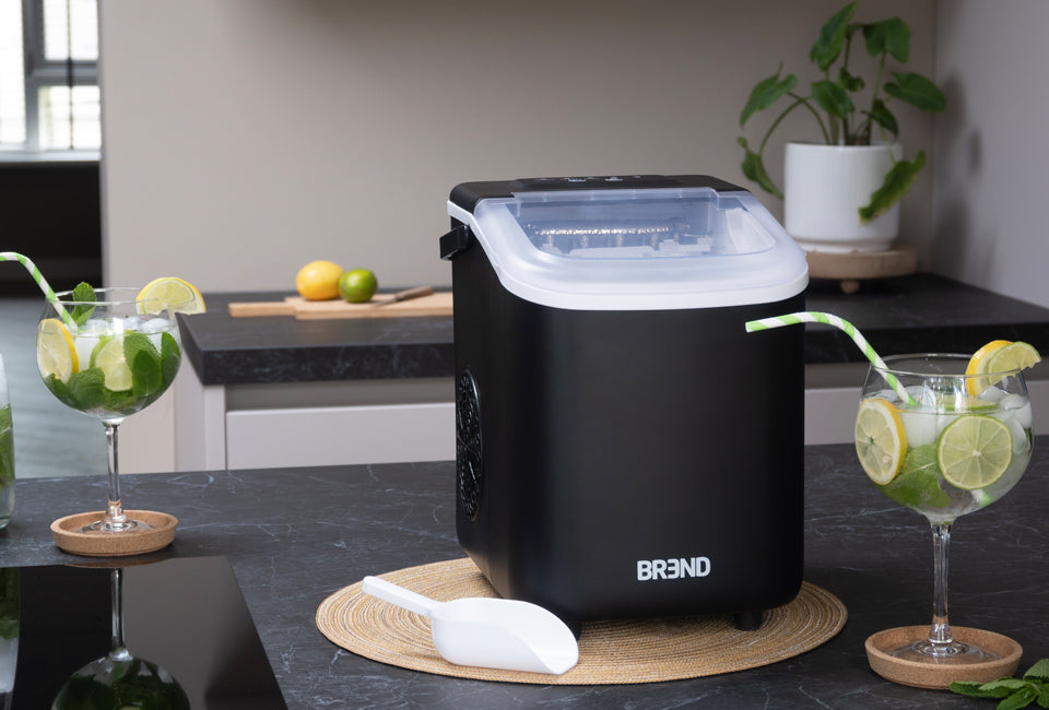 Machine à glaçons Brend noire - 21,4 x 28,3 x 29,9 cm - Machine compacte et silencieuse avec réservoir d'eau de 1,1 L