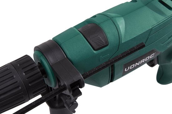 VONROC Perceuse à percussion - 500W - Mandrin rapide - Poignée latérale, butée de profondeur et sac de rangement inclus