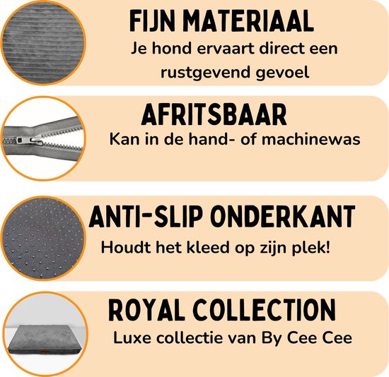 By Cee Cee Coussin orthopédique pour chien - Panier orthopédique pour chien - Royal Collection Dog Bed - Ribbed Fabric - Grey - 100x70 - Bubble Foam