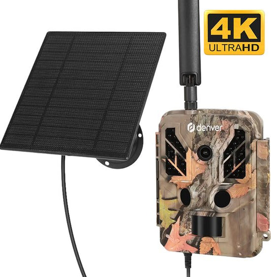 Caméra de surveillance Denver avec vision nocturne et connexion 4G - Diffusion en direct - Vidéo 4K Ultra HD - 48 MP - Alimentation solaire - Application TrailCam Go - WSL8050