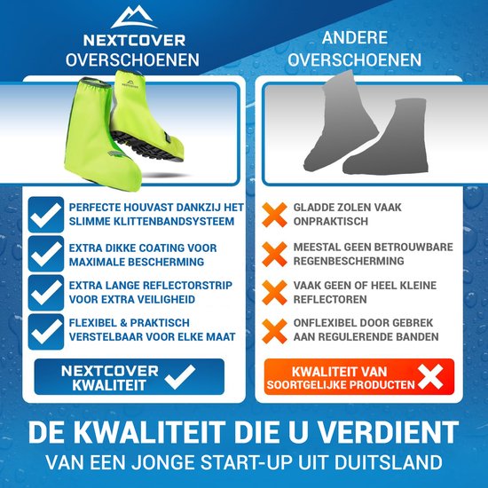 Nextcover® Couvre-chaussures imperméables | Chaussures de pluie 100% imperméables pour vélo | Couvre-chaussures réfléchissant réutilisable| Couvre-chaussures imperméables | Couvre-chaussures | Protection des chaussures | Couvre-chaussures de cyclisme