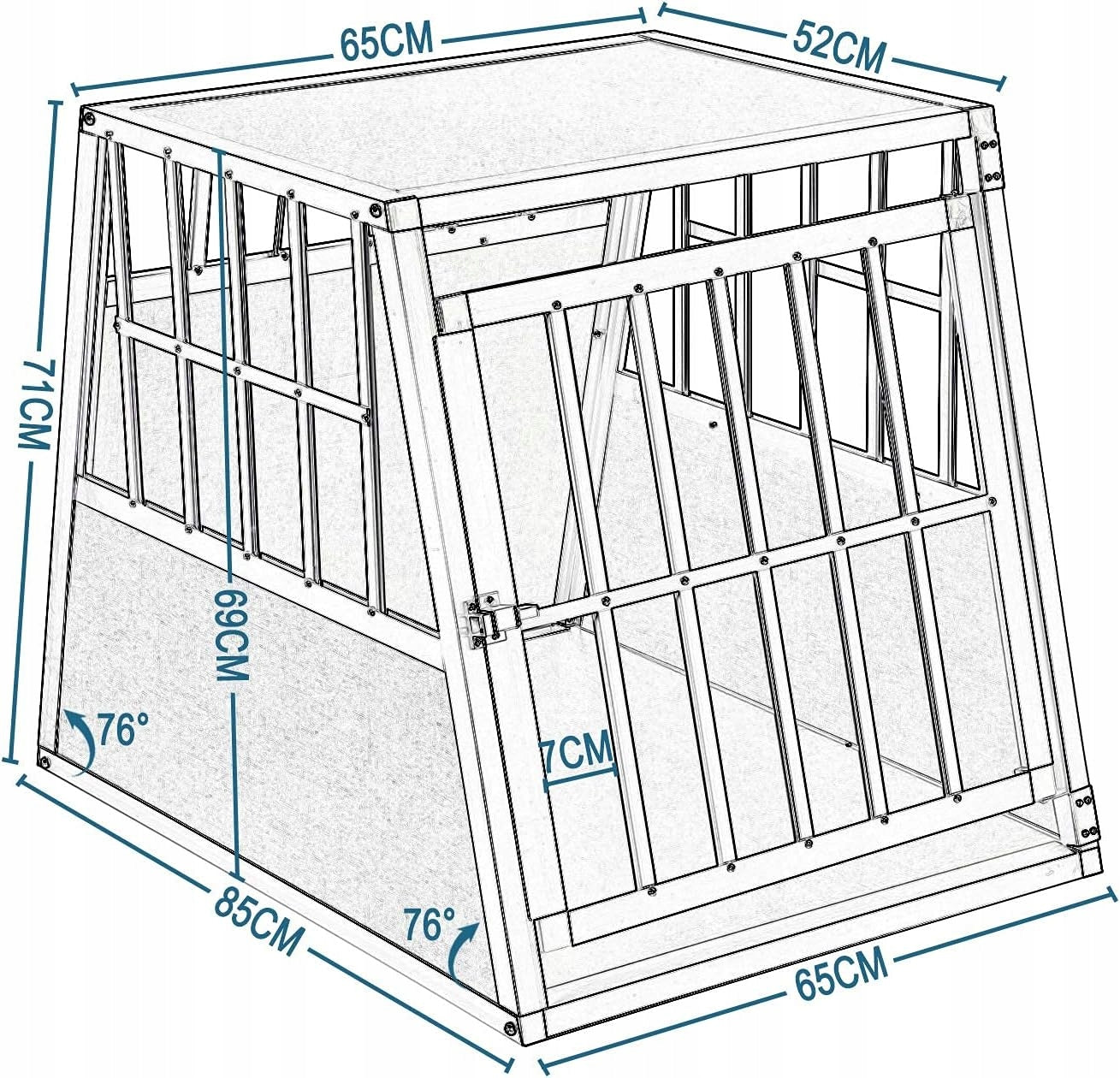 Cage de transport pour chien Eugad en aluminium XL - Argent - 85 x 65 x 71 cm