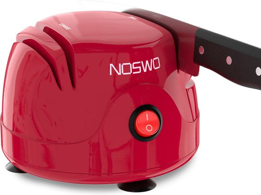Noswo Aiguisoir électrique pour couteaux - Multifonctionnel - Convient aux couteaux, tournevis et ciseaux - Antidérapant - Rouge