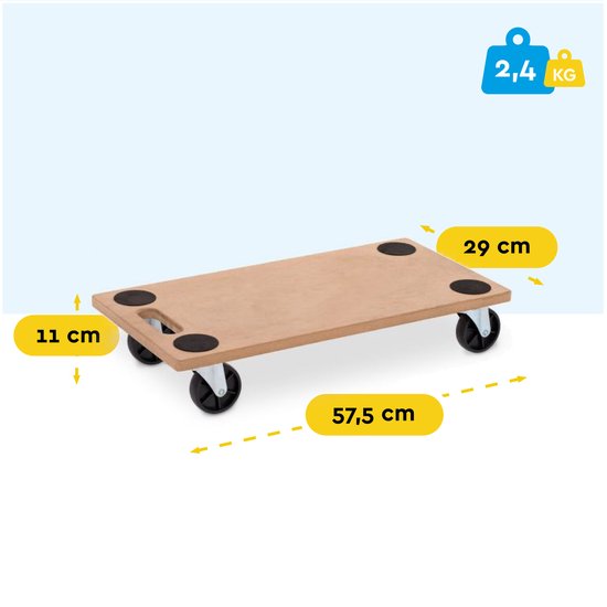 BRASQ Rouleau pour meubles - 200 KG - Avec roulettes - Aide au transport - Chien pour meubles - Rouleau de transport - Transporteur de meubles - Déménageur de meubles