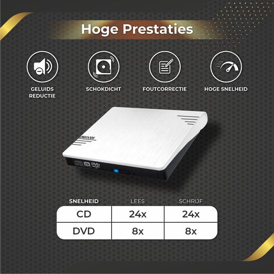 Lecteur DVD externe pour ordinateur portable - Graveur DVD/CD - Windows et Mac - USB 3.0 et C