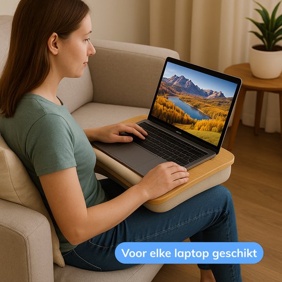 Coussin pour ordinateur portable - Lap table - Ajustable - Support pour travailler à la maison - Table de lit - Plateau pour ordinateur portable et support pour tablette - Bambou