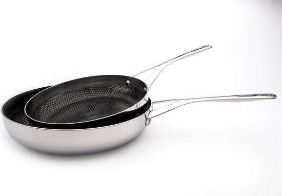 Crowd Cookware - Blackbeard pan set - Ø24 + 28 cm - acier inoxydable - Résistant aux rayures et antiadhésif - Convient à toutes les sources de chaleur, y compris le four - Lavable au lave-vaisselle
