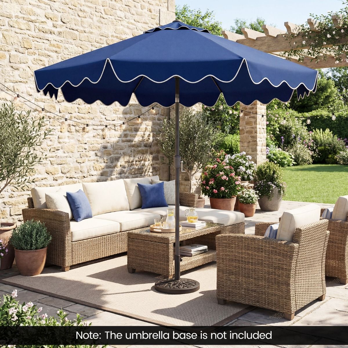 Parasol de jardin Coast - avec manivelle - inclinable à 30° - bleu 270 cm