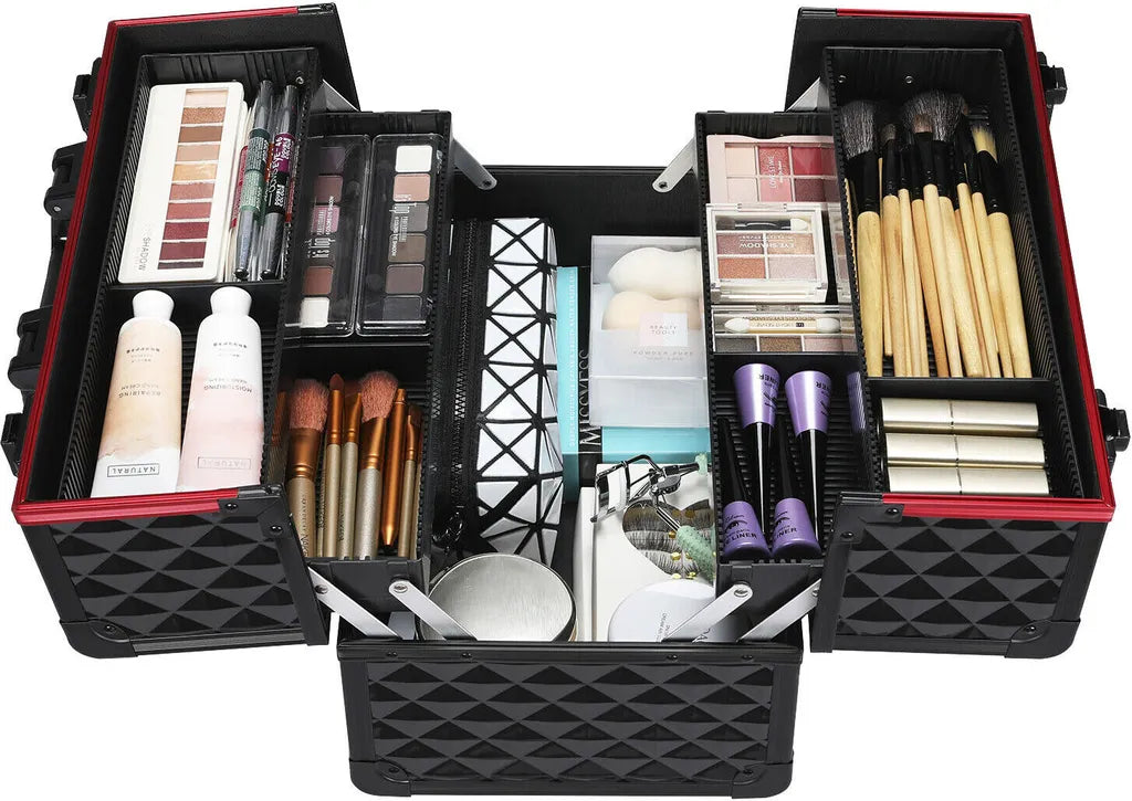 Yaheetech - 34,7 x 22,2 x 25 cm - Réglable - Compartiments de rangement - Verrouillable - Noir/Rouge