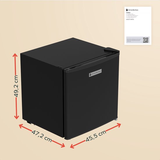 Mini-réfrigérateur KitchenBrothers - 43 L - Petit réfrigérateur - Minibar - Autonome - Frigo - Compact - Noir