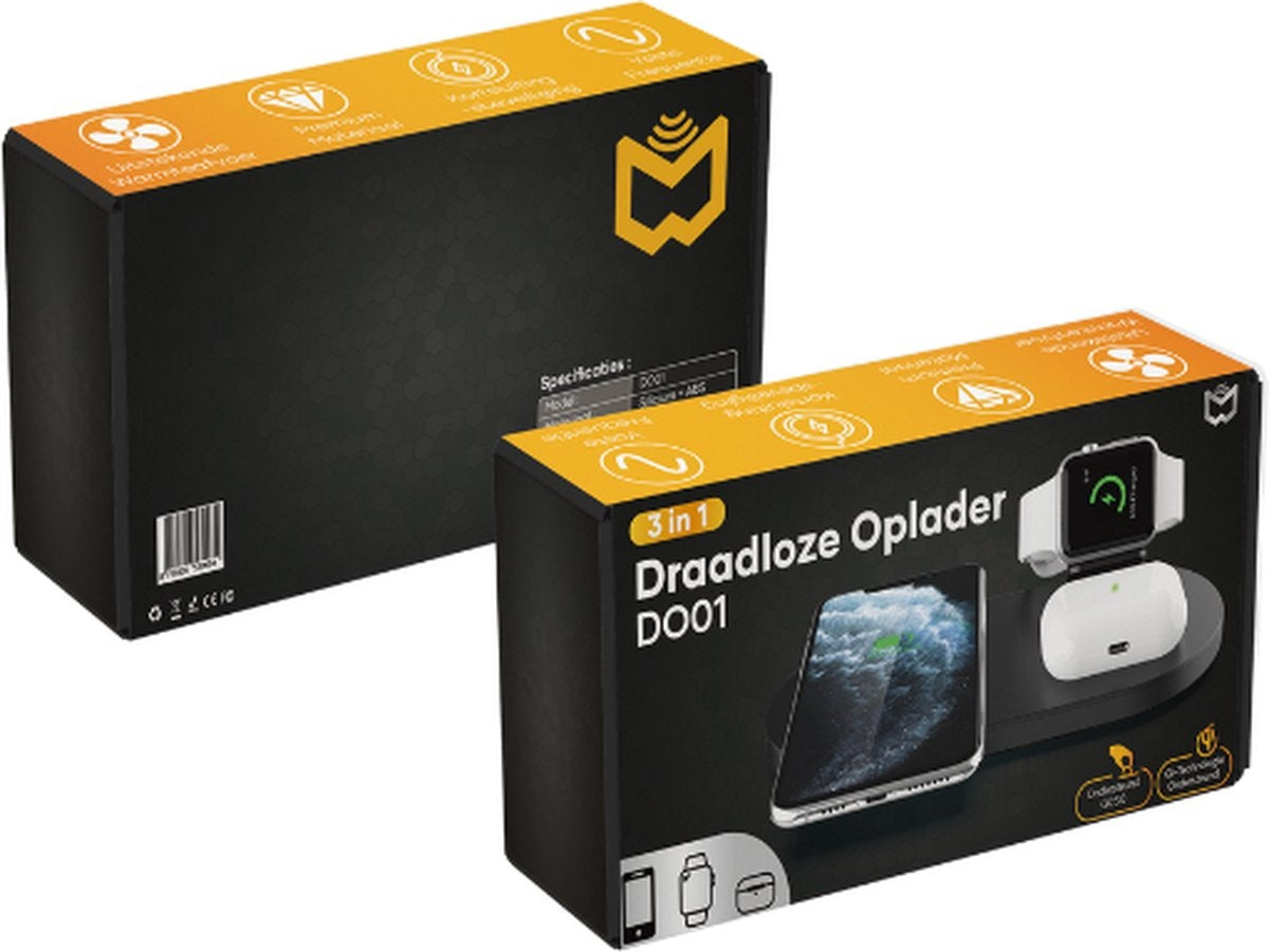 MW® DO01 - Chargeur sans fil 3-en-1 iPhone - Chargeur sans fil - Station de charge Apple et Android