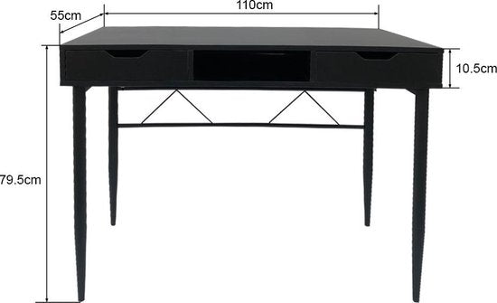 Bureau table informatique Sturdy - table d'appoint entrée ou couloir - industriel moderne - noir