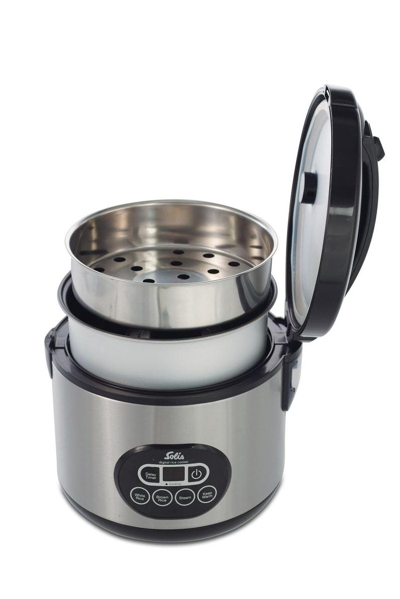 Solis Rice Cooker Duo Programm 817 - Cuiseur de riz et cuiseur vapeur - Cuiseur vapeur de légumes - Argent