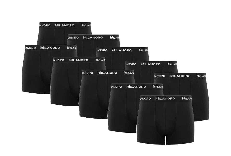 Milanoro - Lot de 10 boxers stylés en coton - Noir - M