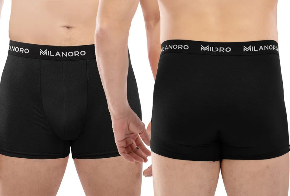 Milanoro - Lot de 10 boxers stylés en coton - Noir - XXL
