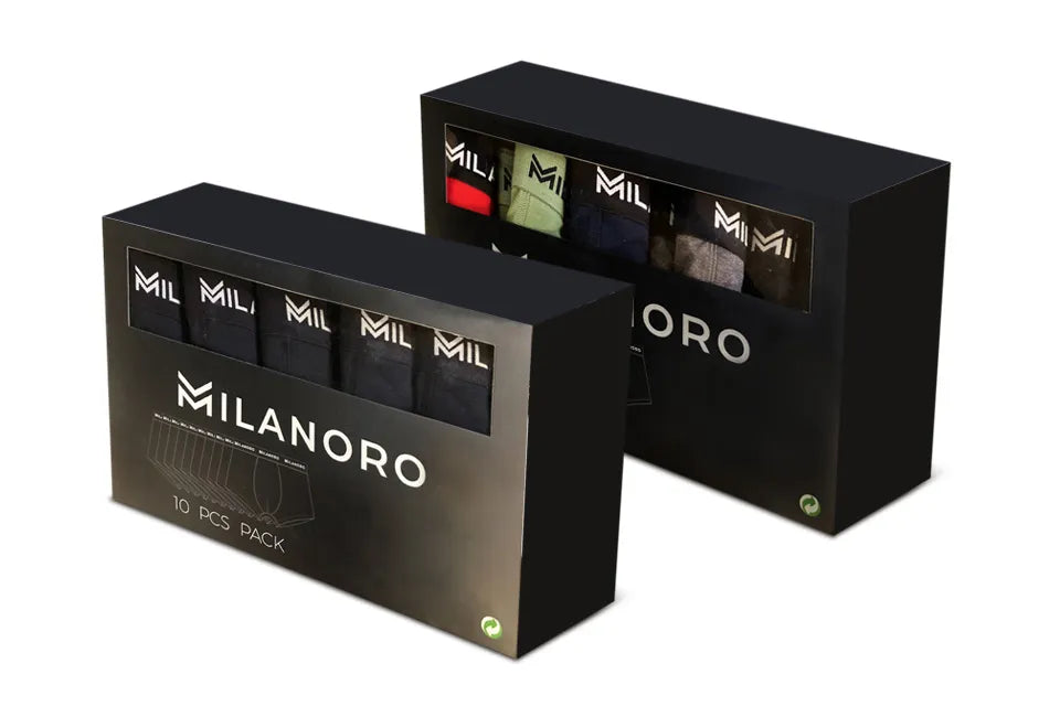 Milanoro - Lot de 10 boxers stylés en coton - Noir - M