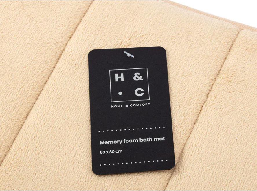 Tapis de bain en mousse à mémoire de forme, doux et antidérapant - Beige