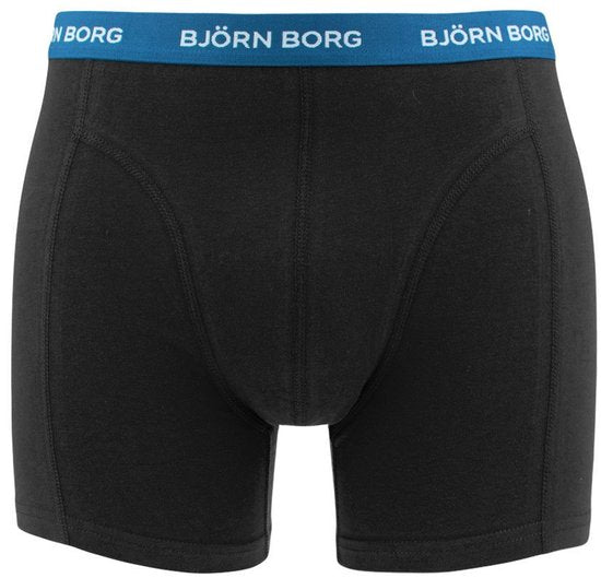 Björn Borg Cotton Stretch Boxer Shorts Men - Black/Print/Blue - 5 pièces - Pantalon homme - Boxer - Taille M
