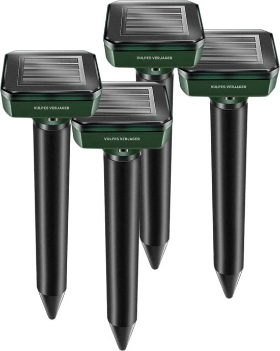 Vulpes Goods® Repellent - Mole Repellent - 4 pieces - Répulsif pour souris - Répulsif pour taupes - Fonctionne à l'énergie solaire - Résistant à l'eau - Respectueux des animaux - Un jardin, une pelouse ou un terrain propre !