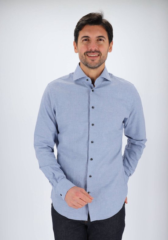 Chemise slim fit Michaelis pour homme - dobby - bleu - Repassage facile - Taille du col : 39