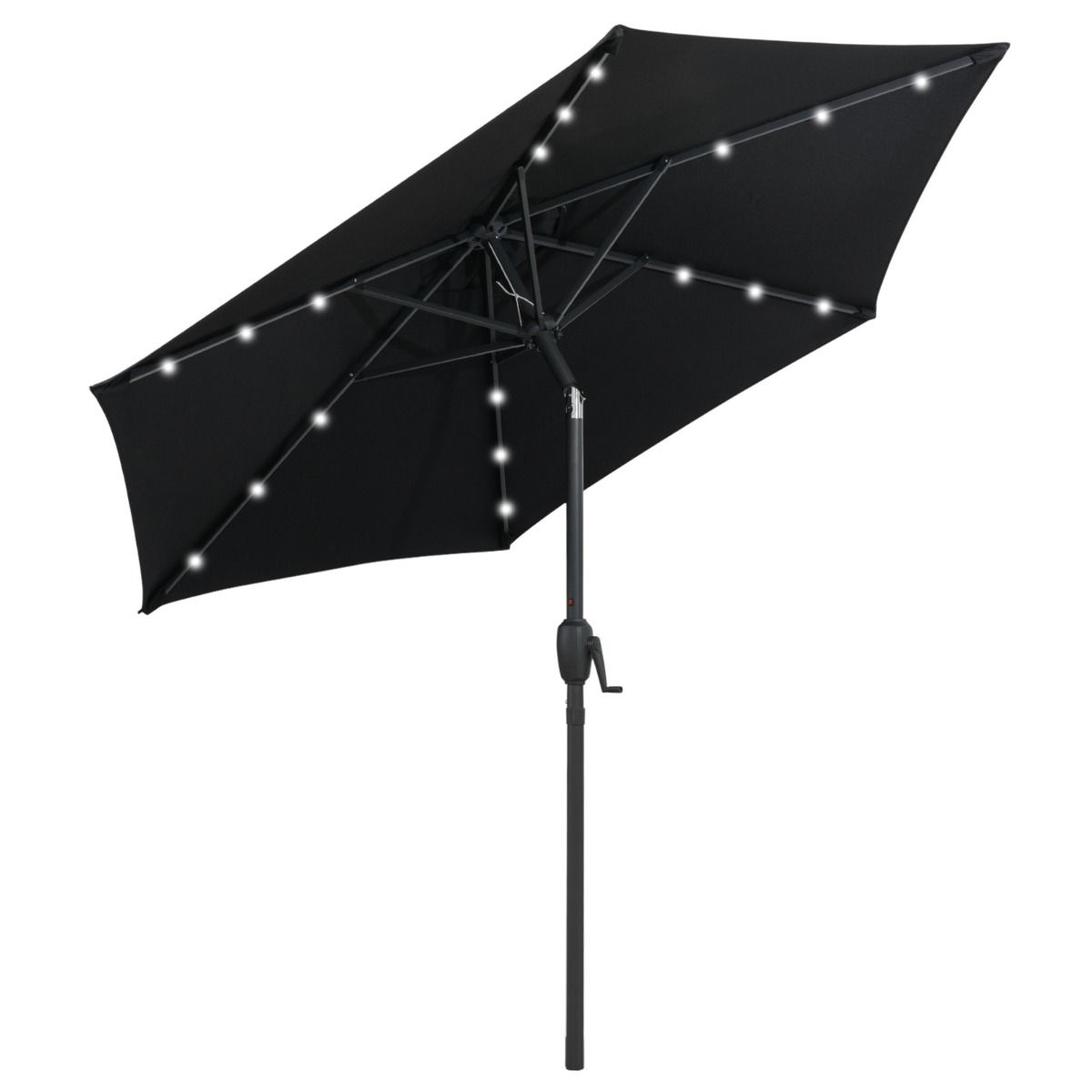 Parasol de terrasse Coast à énergie solaire - avec éclairage LED - inclinable et ventilé - noir 230 cm