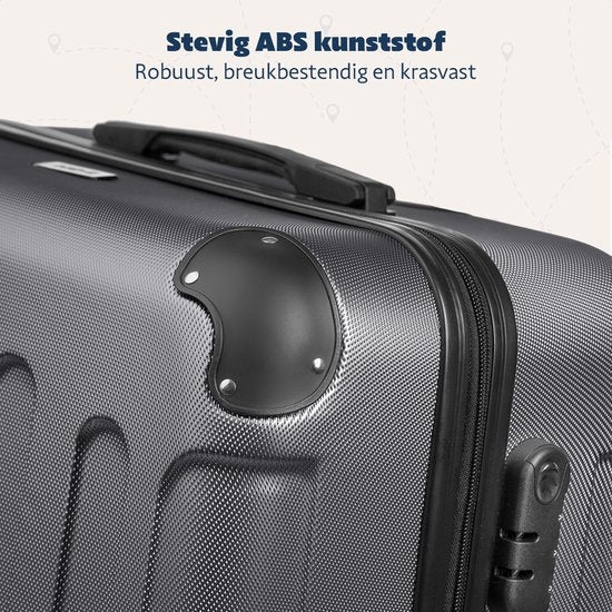 TRVLMORE Bagage à main Valise à roulettes - Serrure à chiffres - 54x36x20cm - 38L - Gris foncé