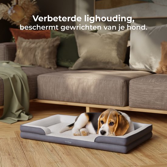 Panier orthopédique pour chien CozySense® 100 x 70 cm - Taille XL - Lit imperméable pour chien avec housse lavable - Convient comme coussin de banc - Blanc