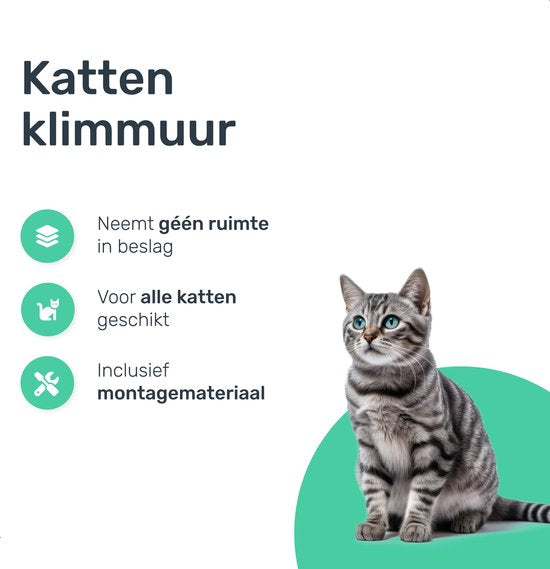 LBB Mur d'escalade pour chat - Convient à tous les chats - Griffoir inclus - Mur - Aussi pour les grands chats - Mur - Etagère - Meuble - Jouets pour chats - intelligence - Jouets