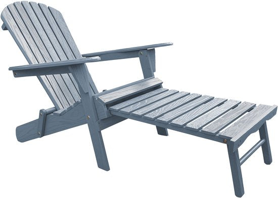 Chaise AXI Alexa Adirondack Grise – Avec repose-pieds - Chaise de détente en bois avec accoudoirs – Pliable - Dossier haut - Chaise de jardin – 147 x 78,5 x 89 cm – 100 % bois d'hémlock certifié FSC