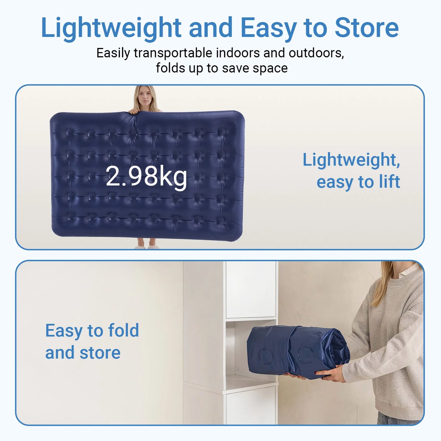 SoBuy OGS32-II-L-HG-P01 Matelas de camping gonflable pour 2 personnes, gris – Avec oreillers, drap-housse et pompe, 191 × 137 cm