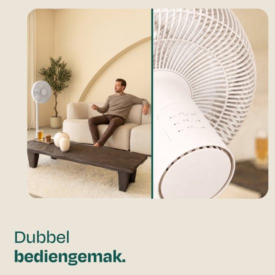 Ventilateur de sol VONROC - 3 vitesses – télécommande incluse - minuterie - réglable sur 3 hauteurs - blanc
