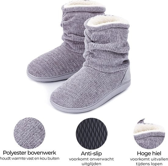 Chaussons Dames - Chaussons - Taille 40/41 - Gris - Antidérapant - Comfeet