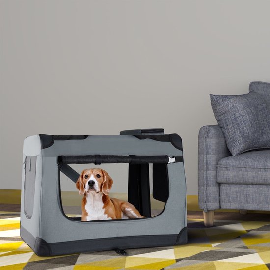 Boîte de transport pliante pour chien / Banc Lassie L - Gris - 50 x 70 x 52 cm