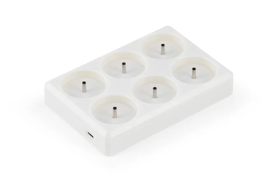 Home & Comfort - Lot de 6 lampes à thé LED rechargeables - Avec télécommande - Dimmable - 4 niveaux de lumière - Station de recharge incluse