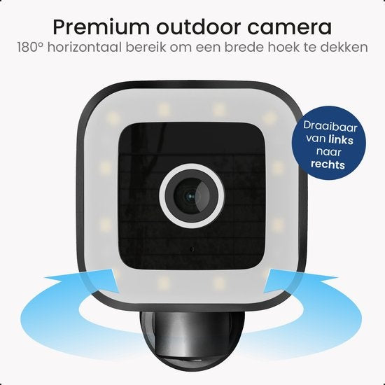 Gologi Premium Outdoor Camera - Caméra extérieure avec vision nocturne - Caméra de sécurité - Caméra de sécurité - 4MP - Caméra IP - Détection de son et de mouvement - Avec câble - Avec Wifi et App - Noir