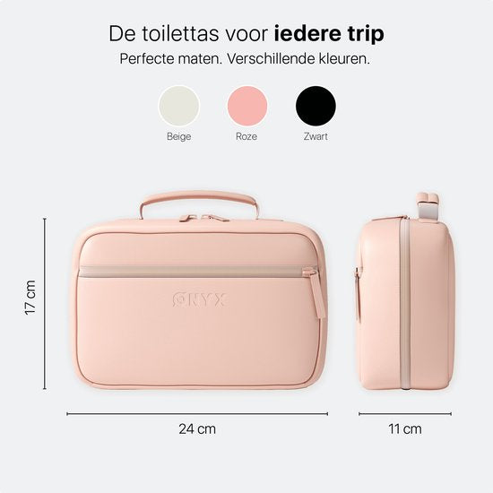 Trousse de toilette ONYX rose - Trousse à maquillage - Rangement pour cosmétiques - Organisation astucieuse - Miroir de maquillage - À suspendre - Pour femmes et hommes - Taille : M