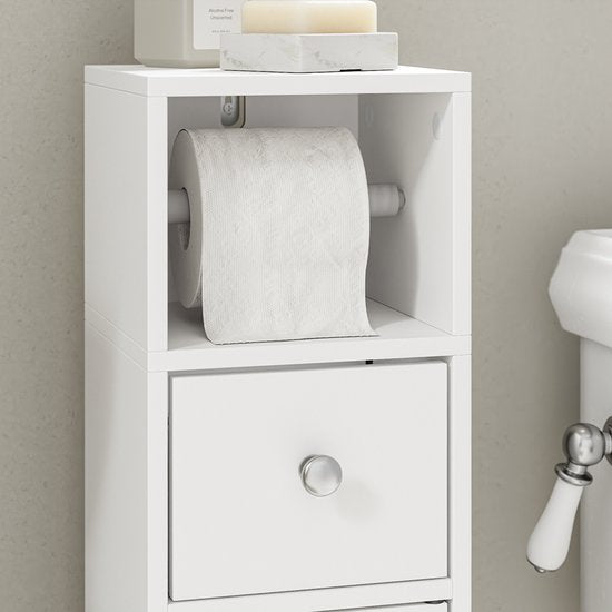 Meuble de salle de bains SoBuy BZR219-W - Meuble sous-lavabo avec porte-rouleau de papier toilette - Blanc - 85 x 20 x 20 cm