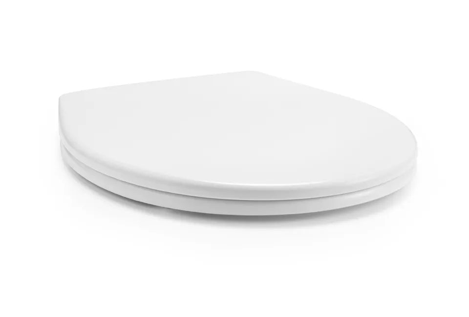 Home&Comfort - Abattant de WC robuste en forme de D avec fermeture souple - Blanc brillant